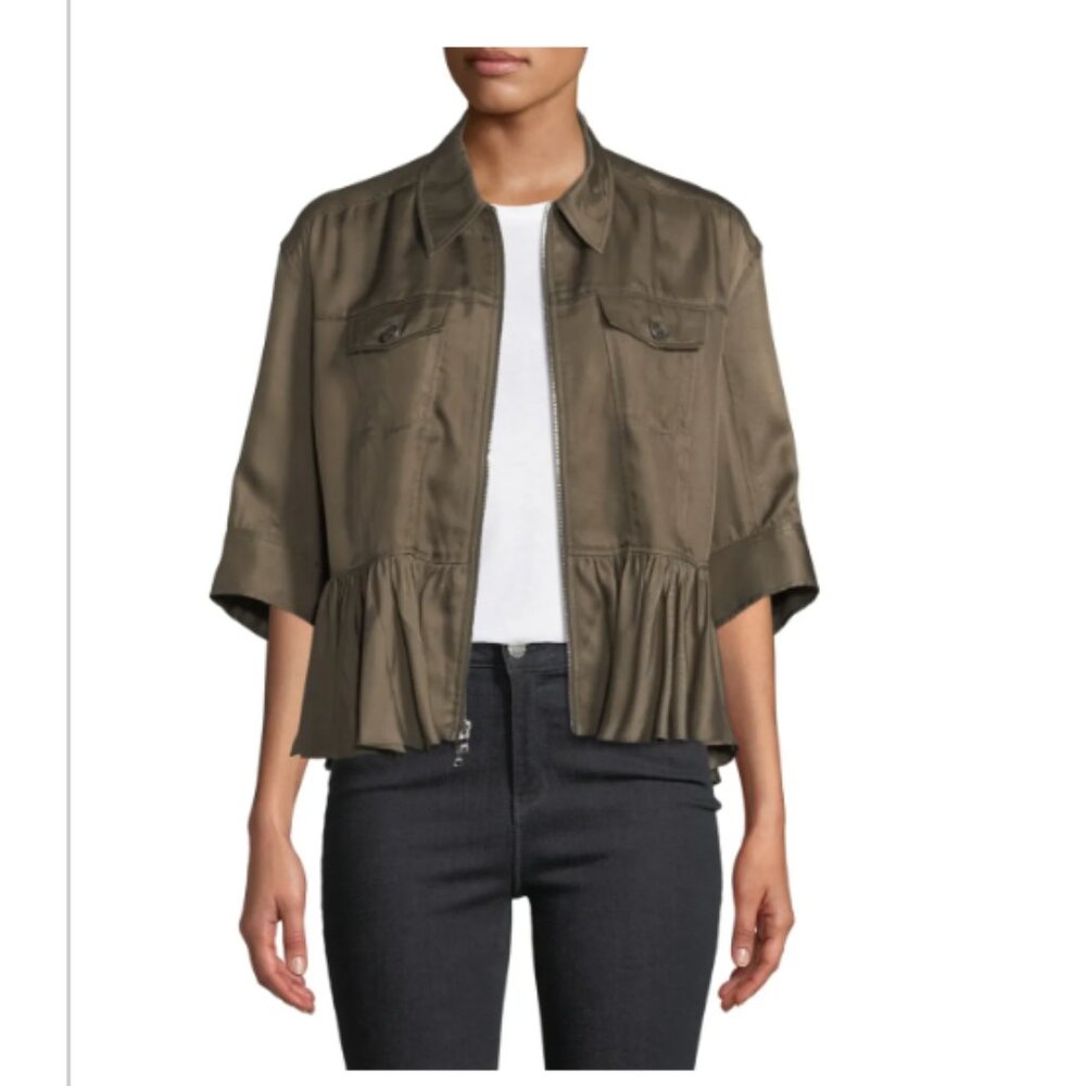 Cinq a Sept Helene Short-Sleeve Cropped Peplum Jacket - Picture 2 of 8